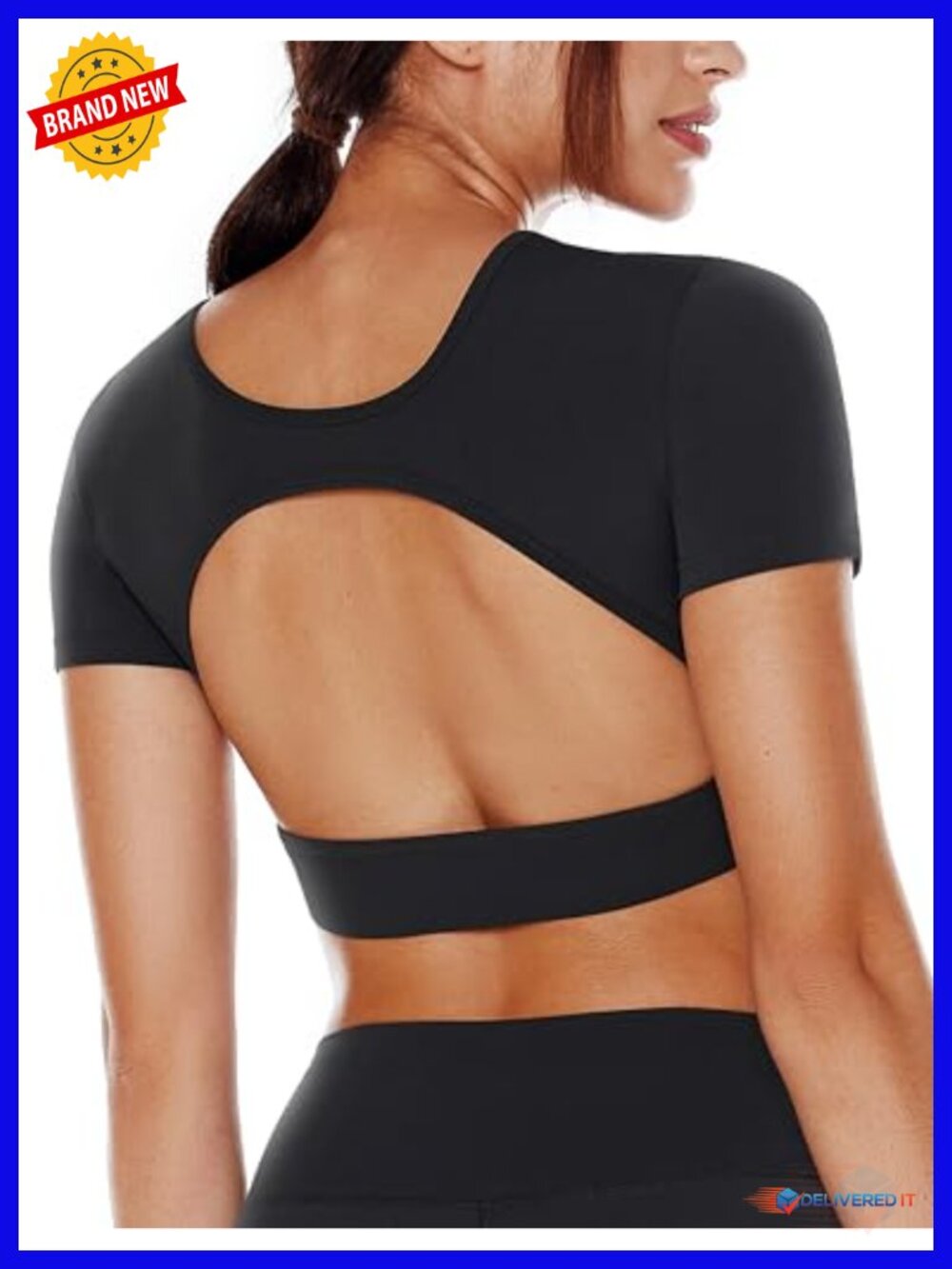 Open Back Crop Top with Removable Bra for Yoga Gym